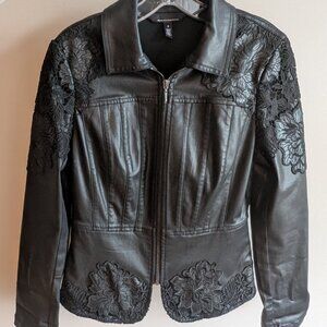 WHBM White House Black Market Chic Moto Lace Jacke, Black Size 6